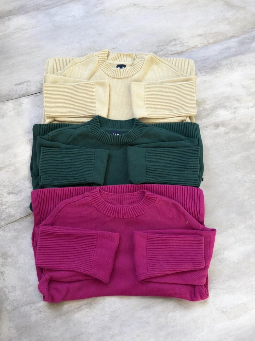 Bundle GAP 100% COTTON Crewneck Sweater - Cream, Green, Magenta